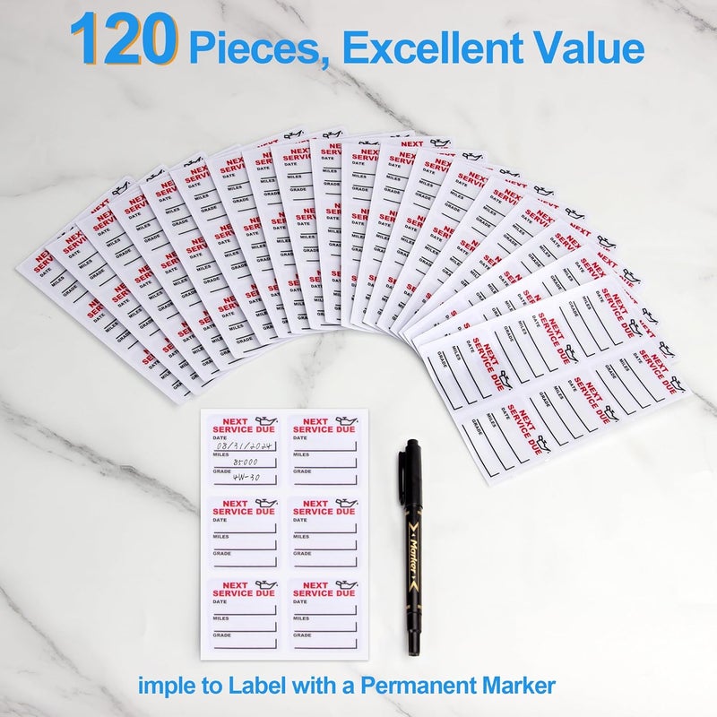 GUEER for Oil Change Sticker Static Cling, Clear Stickers 120 Pcs 2”x 2” Next Service Due Sticker for Windshield, Easy to Peel with No Residue for Car Auto Vehicle Window (Red4) - Image 3